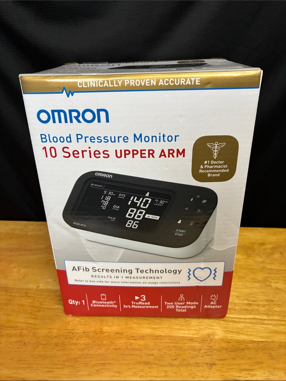 OMRON Blood Pressure Monitor 10 Series - White & Black with Gold Accent